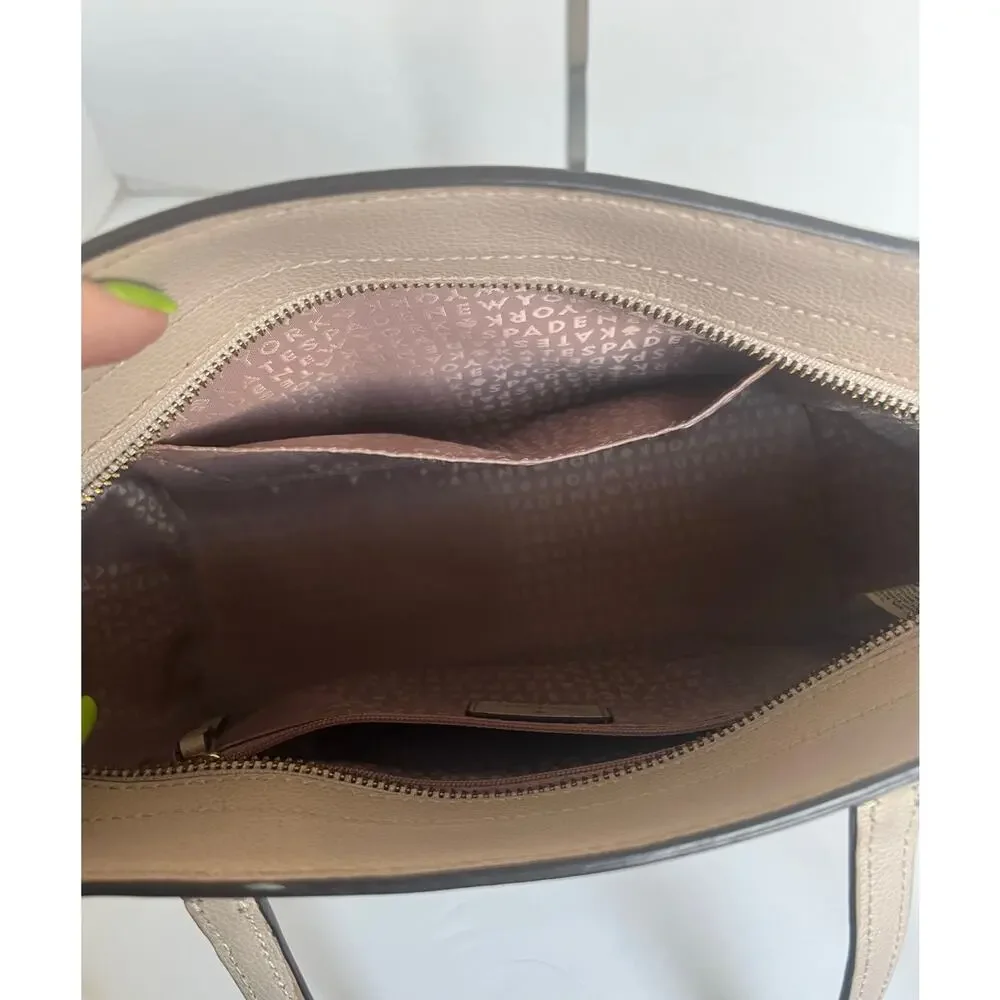 KATE SPADE 2-Way Leather Patterson Drive Geraldine Taupe Hand Crossbody Tote Bag